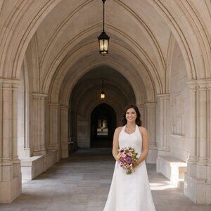 Wedding Gown by Moonlight Bridal White Halter A Line Dress Size 1…